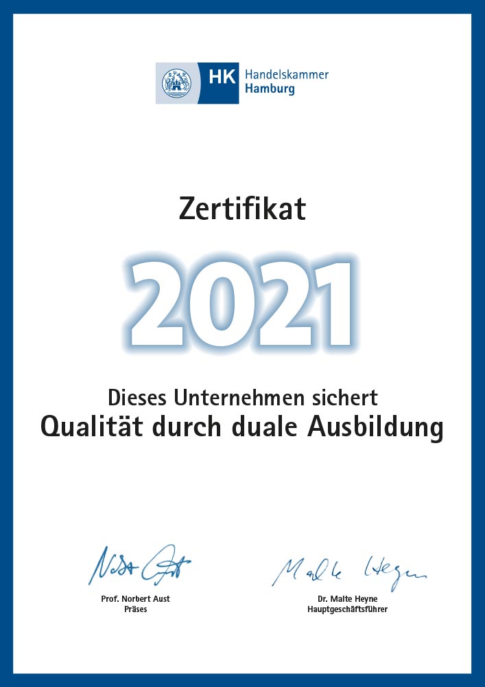 Zertifikat Ausbildungsnachweis 2021